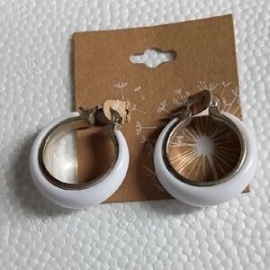 Stylish White Hoop Earrings